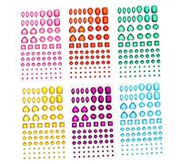 KAILIKETIY 6Hojas Sábanas de Pegatinas de Cristal Acrílico DIY Decoración de Joyería y Manualidades Colores Vibrantes Rojo Rosa Azul Verde para Proyectos