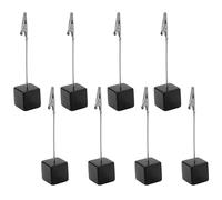 KAILIKETIY 8 Piezas Soporte para Notas con Clip de Cocodrilo Metálico, Base Cuadrada de Resina Negra, Set para Oficina, Bodas y Decoración de Escritorio