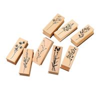 KAILIKETIY 8 Sellos de Madera para Manualidades Diseños de Plantas y Flores, Kit Práctico y Elegante para Scrapbooking y Adornos de Tarjetas