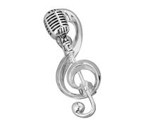 KAILIKETIY Broche Elegante y Fácil de Poner de Micrófono Nota Musical en Aleación Plata Adecuado para Fiesta de Cena o Graduación