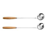 KAILIKETIY Cuchara de Acero Inoxidable para Filtrar Aceite Mango Largo, Resistente a Rayaduras y Cómoda para Usar en Restaurantes y Hogar, Pack de 2 Unidades