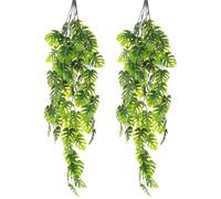 KAILIKETIY Enredaderas Artificiales Reutilizables 2 Piezas Monstera de Plástico Verde y Fáciles de Cuidar para Decoración Colgante de Interiores