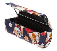 KAILIKETIY Estuche para Lápiz Labial de Estilo Japonés, Pequeño y Portátil Espejo, Material de Tela Azul, Adecuado para Viajes y Fiestas, Protege y Organiza Tu Maquillaje