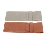 KAILIKETIY Funda Porta Bolígrafos Cuero Vintage para Dos Bolígrafos, Piel PU Mate Gris y Marrón, Ligera y Portátil, para Oficina y Uso Diario, Estuche Retro Funcional, Varios Estilos