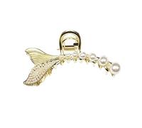 KAILIKETIY Horquilla de Perla Forma de Aleta de Pez Pasador de Perlas Pelo Accesorio Femenino para Fiesta Horquilla Creativa Cabello