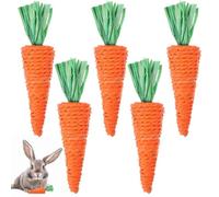 KAILIKETIY Juguete para Morder de Hámster y Conejos, Rábano Tejido Molar Grande, 6 Piezas, Juguete Masticable Seguro para Mascotas Pequeñas como Cobayas y Jerbos, Adecuado Cuidado Dental
