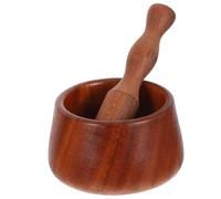KAILIKETIY Mortero de Madera para Ajo y Especias con Diseño Ergonómico y Tazón Rústico, Adecuado para Cocina y Triturar Condimentos Fácilmente Set