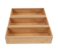 KAILIKETIY Organizador de Madera sin Tapa 3 Piezas para Escritorio y Cocina, Caja de Almacenamiento Multiusos, Bandeja de Madera para Cubiertos y Accesorios, Soporte Abierto para Orden