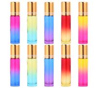 KAILIKETIY Pack de 10 Botellas Roll-on de 10ml, Reutilizables y Desmontables, de Plástico Dorado para Aceites Esenciales Naturales, Ideales para Viajar Color Aleatorio