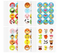 KAILIKETIY Pegatinas de Animales de Dibujos Animados en Hojas Adhesivas 60 Hojas 12 Pegatinas, Fuerte Adhesividad y Aplicaciones Amplias para Decoración y Competencias Infantiles