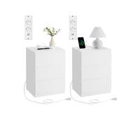 KAILYN Colección - Juego de 2 Mesitas de Noche Blanco Nube