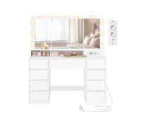 Kailyn Colección - Tocador con 3 Espejos Plegables Blanco Nube