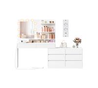 Kailyn Colección - Tocador con Espejo LED 3 Estantes Blanco Nube