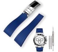 KaiMai Correa de reloj de goma curvada de 20 mm para Rolex Submariner, Daytona, Ghost, Yachtmaster y más, impermeable, con cierre desplegable, color azul