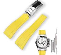 KaiMai Correa de reloj de goma de 20 mm para Rolex Submariner, Daytona, Ghost, Yachtmaster y más, impermeable, con cierre desplegable, Amarillo, Talla única