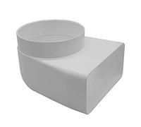 Kair Adaptador de codo de 150 mm x 70 mm a 125 mm, rectangular a redondo, adaptador de curva de 90 grados para convertir a diferentes tamaños de sistemas de conductos de plástico