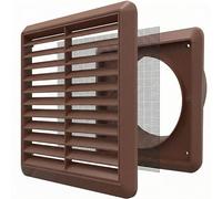 Kair Parrilla de ventilación de pared lobulada marrón de 125 mm con mosquitera - Espiga trasera redonda de 125 mm / 5 pulgadas y cubierta frontal de 155 mm