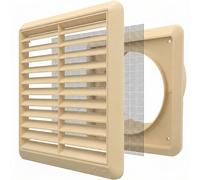 Kair Rejilla de ventilación de pared de 100 mm con mosquitera y espiga trasera, color beige