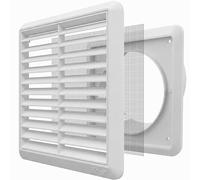 Kair Rejilla de ventilación lobulada blanca de 125 mm con mosquitera - Espiga trasera redonda de 125 mm / 5 pulgadas y cubierta frontal de 155 mm