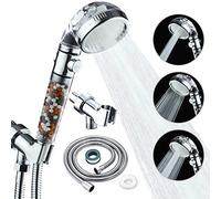 KAIREY Cabezal de ducha Zen con cuentas de encendido/apagado, 3 funciones de alta presión, ahorro de agua, cabezal de ducha iónico de mano, ducha de agua purificadora de bolas de energía de anión, con