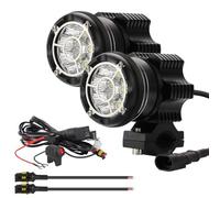 Kairiyard Faros redondos LED de motocicleta proyector delantero luces de niebla adicionales para motocicleta con interruptor y soporte de montaje 90W 9000LM+ flash Dual modo lente de cristal.