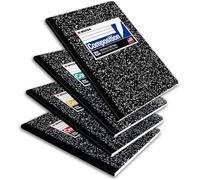 Kaisa - Cuaderno de 100 hojas de composición, 100 hojas de libro de comp, con regla universitaria, 9,75 x 7,5 pulgadas, tapa dura clásica tipo de mármol negro, paquete de 4 unidades