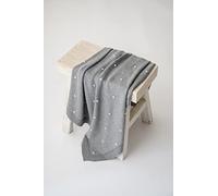 KAISER 65210249 KNOTS manta para bebé de punto 100% algodón orgánico (kbA), manta transpirable para bebé, todo el año, recién nacido, manta para cochecito, manta para bebé, col. gris/nudos azul claro
