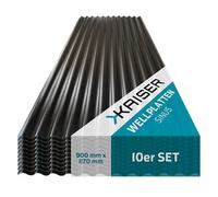 KAISER plastic® Juego de 10 placas onduladas | Xtra Strong (PC) | Estructura en C y negro | Grosor de 1,2 mm | Seno 76/18 | 90 x 117 cm | Fabricado en Alemania