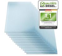 KAISER PLASTIC® Xtra Strong Juego de 12 placas de invernadero, grosor 6 mm, 605 x 1210 mm, policarbonato (PC), 12,60 m2, peso: 950 g/m2, placa de cámara hueca