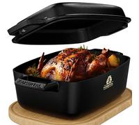 Kaisertal - Cacerola de hierro fundido con tapa apta para horno, 28 cm, apta para horno, inducción, interior y exterior, olla de hierro fundido de 7 kg de 6 l, olla de hierro fundido para asar y ollas