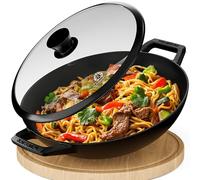 Kaisertal® Sartén de hierro fundido de 32 cm, sartén de hierro fundido para inducción y fundición, sartenes de hierro fundido para interior y exterior, aptas para horno, precocido, resistente sartén