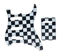 KAISH 11 Agujero 3D Impreso Strat Estilo SSS Golpeador de plástico ST Placa trasera Tremolo Trem Cubierta para Stratocaster/Strat Hecho en EE.UU./México Negro/Blanco Rejilla