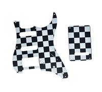 KAISH 11 agujeros ST/Strat Style Pickguard HSS Pick Guard con placa trasera ST Tremolo Trem Cubierta para Stratocaster/Strat Hecho en EE.UU./México Negro/Blanco Rejilla