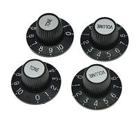 KAISH 4 pomos negros con tapa plateada, 24 pomos de sombrero de bruja LP para guitarra Les Paul/SG/ES de EE. UU