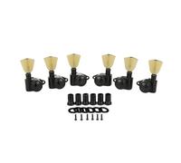 KAISH Afinadores de bloqueo 3+3 negros 21:1, llaves de afinación de bloqueo con botones Keystone vintage para guitarras acústicas USA LP/Les Paul/SG/ES