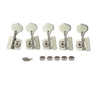 KAISH Clásico 70's Cloverleaf Lefty - Afinadores de bajo de 5 cuerdas, 5 teclas de afinación de graves para Jazz Bass J Bass o Precision Bass P, níquel, 4 izquierda/1 derecha