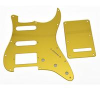 KAISH Golpeador de 11 agujeros estilo ST/Strat HSS con placa trasera ST, cubierta de trémolo para Stratocaster de Estados Unidos/México/Strat Gold Mirror 1 capa