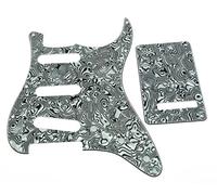 KAISH Golpeador de 11 agujeros estilo ST/Strat SSS con placa trasera ST, cubierta de trémolo para Stratocaster de Estados Unidos/México/Strat, color negro y blanco