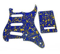 KAISH Golpeador de 11 agujeros estilo ST/Strat SSS con placa trasera ST cubierta de trémolo Trem para Estados Unidos/México Stratocaster/Strat Blue Shell