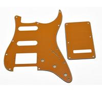 Kaish - Golpeador de 11 agujeros estilo Strat HSS, placa trasera ST, cubierta de trémolo para Fender Stratocaster/Strat naranja de 3 capas para EE. UU./México