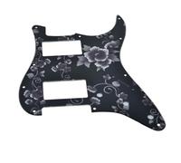 KAISH Golpeador de estilo moderno de 11 agujeros con 2 humbucker H/H para American Strat con pastillas humbucker dobles Humbucker con patrón de flores de esquina cuadrada
