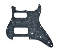 KAISH Golpeador de estilo moderno de 11 agujeros con 2 humbucker H/H para American Strat con pastillas humbucking duales Humbucker con esquina redonda, color negro perla