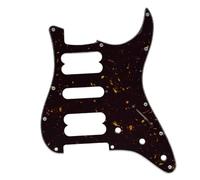 KAISH Golpeador estándar ST HSH de estilo moderno de 11 agujeros para American Strat Humbucker, sin agujeros de tornillo, tortuga oscura