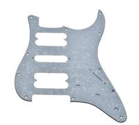 KAISH Golpeador estándar ST HSH de estilo moderno de 11 agujeros para American Strat Humbucker, sin agujeros para tornillos, color blanco perla