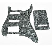 KAISH Golpeador estilo ST/Strat de 11 agujeros HSS con placa trasera ST cubierta de trémolo trem para Stratocaster de Estados Unidos/México, carcasa negra y blanca