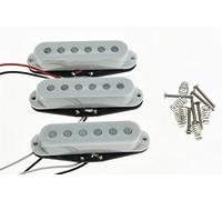 KAISH Juego de 3 pastillas blancas de poste plano Alnico 5 bobinas de alta salida de sonido Strat SSS Pickup