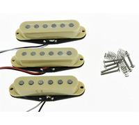 KAISH Juego de 3 pastillas de bobina plana color crema Alnico 5 pastillas de alta salida de sonido Strat SSS Pickup