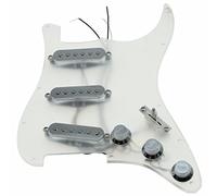 KAISH Loaded Strat SSS Golpeador precableado ST Strat Golpeador con pastillas de cerámica para guardabarros transparente con cubiertas y pomos cromados