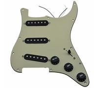 KAISH Loaded Strat SSS Golpeador precableado ST Strat Golpeador con pastillas de cerámica para guardabarros blanco envejecido de 3 capas con cubiertas y perillas negras