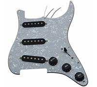 KAISH Loaded Strat SSS Golpeador precableado ST Strat Golpeador con pastillas de cerámica para guardabarros blanco perla con cubiertas y pomos